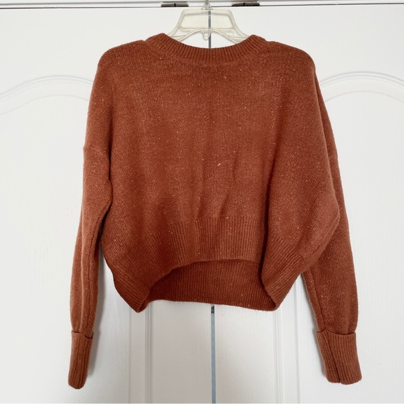 Lumiere Sweaters - Lumiere Cropped Rust Wool Sweater